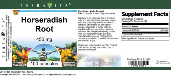 Etiqueta de producto raíz de rábano picante TerraVita