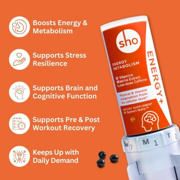 Suplemento natural SHO Energy+ fácil de tragar y eficaz