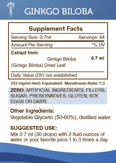 Tamaño botella 2 onzas tintura ginkgo biloba natural