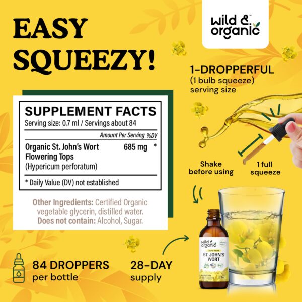 Botella 2 oz sin azúcar ni alcohol de tintura hierba de San Juan