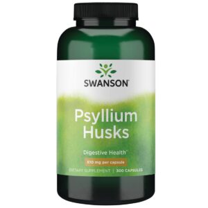 Botella de 300 cápsulas de suplemento fibra de psyllium Swanson