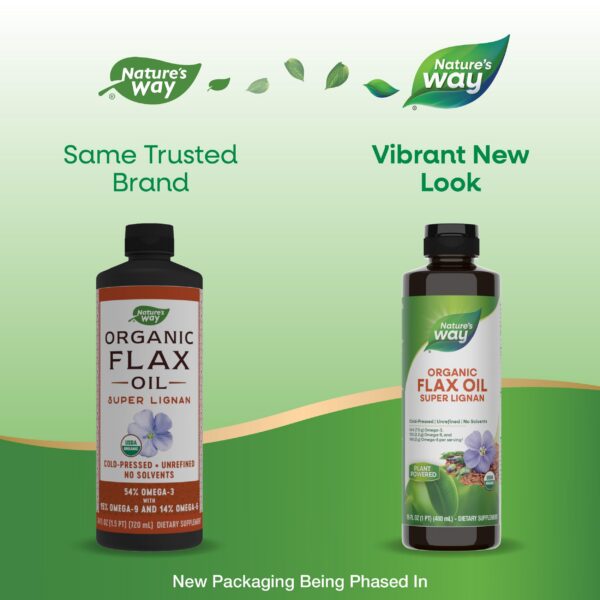 Botella aceite linaza orgánico Nature's Way omega 3 6 9