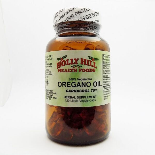 Botella aceite orégano Holly Hill Health Foods 120 cápsulas