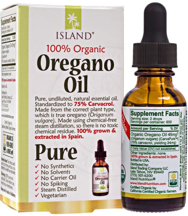 Botella de aceite orégano puro certificado USDA 1 onza líquida