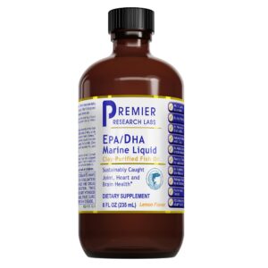 Botella de aceite de pescado Omega 3 líquido Premier Research Labs