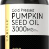 Botella de aceite de semilla de calabaza Carlyle 3000mg 200 cápsulas