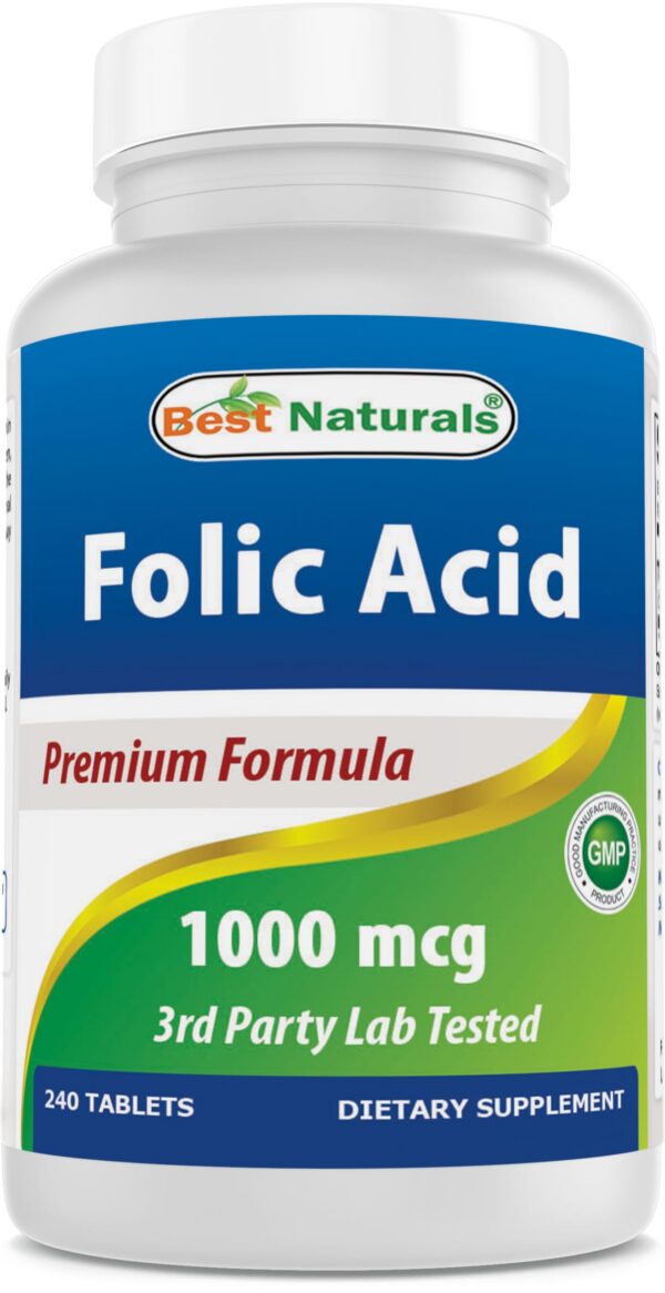 Botella ácido fólico 1000 mcg 240 tabletas Best Naturals USA