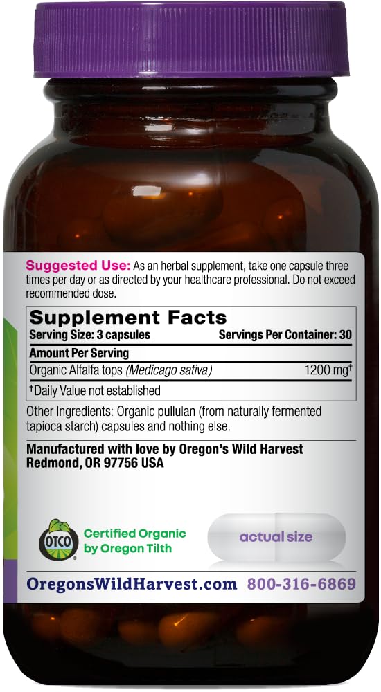 Botella de alfalfa orgánica no transgénica Oregon's Wild Harvest