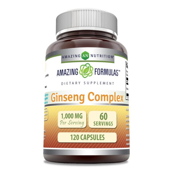 Botella Amazing Formulas Complejo Ginseng Coreano 120 cápsulas