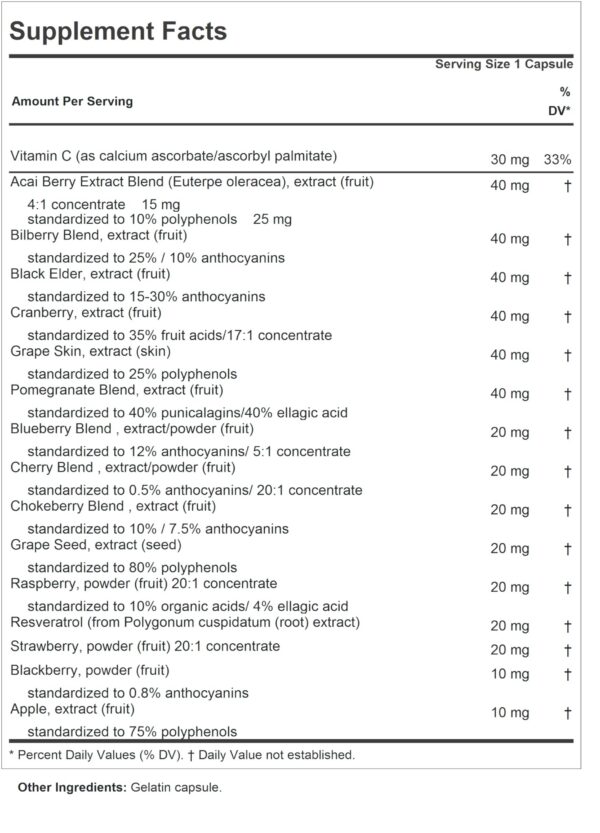 Frasco de cápsulas antioxidantes de extractos de fruta ANDREW LESSMAN