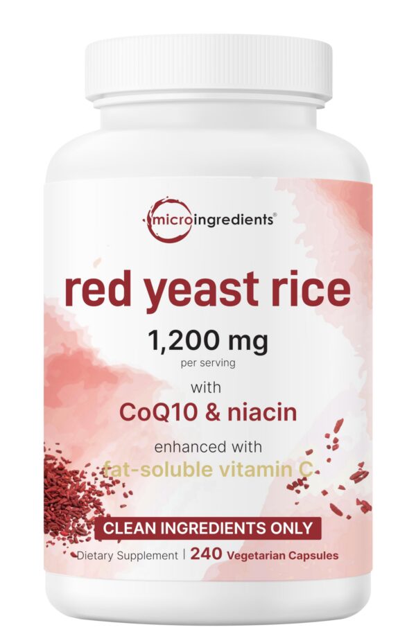 Botella de arroz de levadura roja 1200 mg con CoQ10 cápsulas vegetales