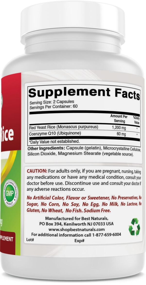Botella de arroz de levadura roja 600mg con CoQ10 Best Naturals