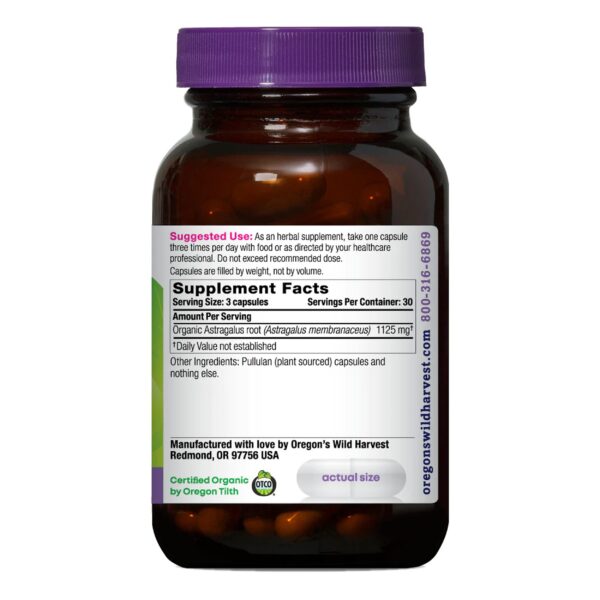 Botella astrágalo orgánico Oregon's Wild Harvest 90 cápsulas