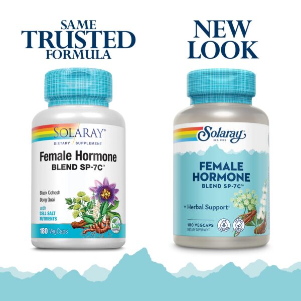 Version 1.0.0 Botella azul orgánica mezcla hormonal con hierbas SOLARAY