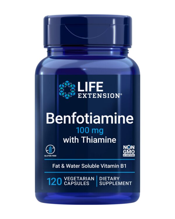 Botella Benfotiamina Life Extension 100 mg 120 cápsulas vegetarianas