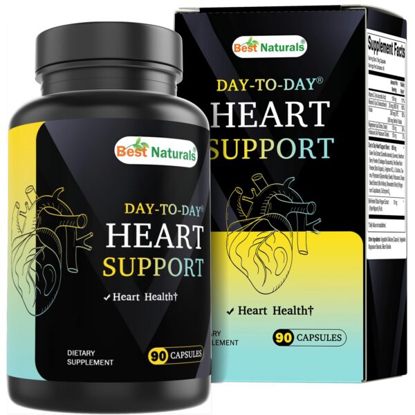 Botella suplemento Best Naturals apoyo salud cardíaca 90 cápsulas