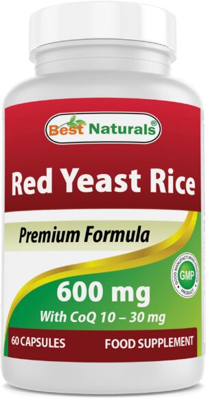 Botella Best Naturals arroz levadura roja y coq10 suplemento