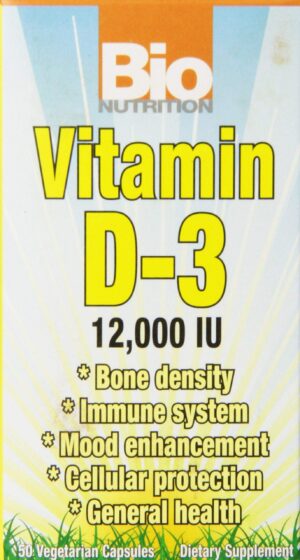 Botella Bio Nutrition suplemento vitamina d3 12000 ui 50 cápsulas veganas