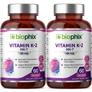 Botella biophix vitamina k2 mk7 100mcg 60 cápsulas vegetales