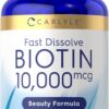Version 1.0.0 Botella de biotina 10,000 mcg máxima fuerza Carlyle 500 tabletas