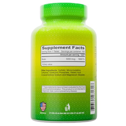 Botella de biotina alta potencia 100 tabletas.