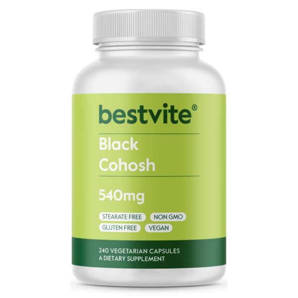 Botella Black Cohosh Bestvite 540mg 240 cápsulas vegetarianas