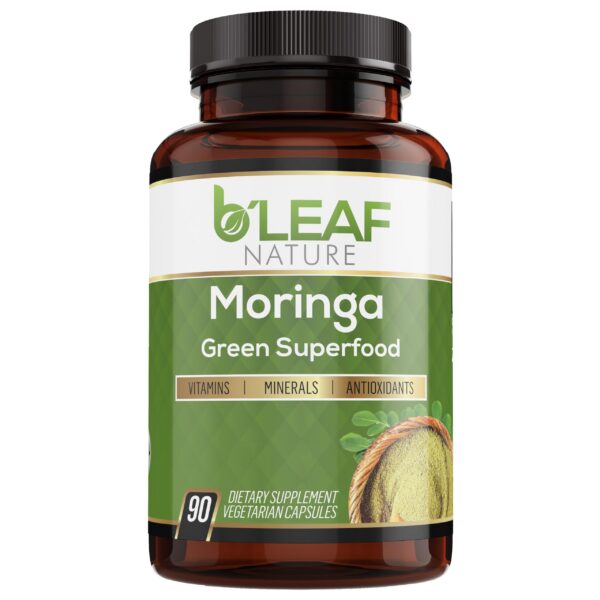 Botella B'LEAF NATURE cápsulas orgánicas de moringa 1000mg 90 unidades