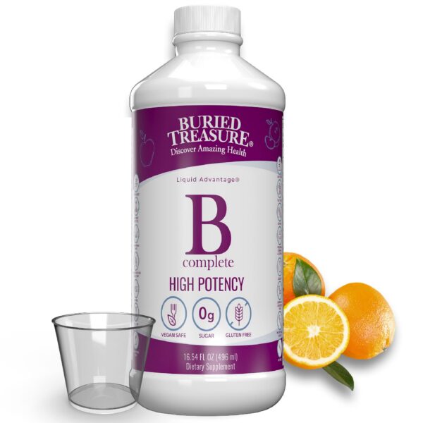 Botella Buried Treasure complejo B líquido vegano 16 oz