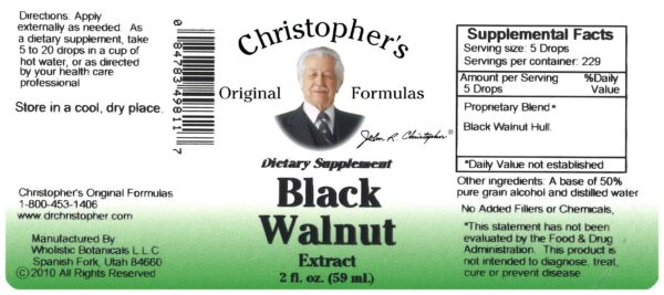 Version 1.0.0 Botella y caja extracto nogal negro Dr Christopher
