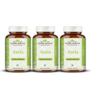 Version 1.0.0 Botella de cápsulas de Amla orgánicas Vedikroots antioxidantes.