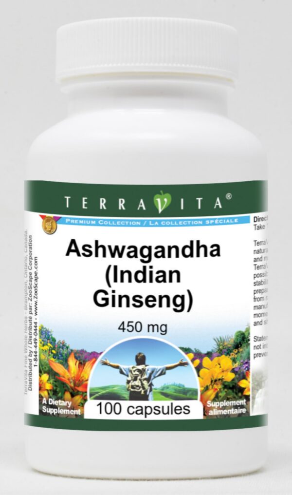 Version 1.0.0 Botella cápsulas Ashwagandha TerraVita raíz 450 mg