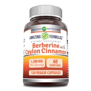 Botella de cápsulas berberina y canela de Ceilán 1200mg