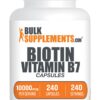 Botella de cápsulas de biotina BulkSupplements 10000mcg para cabello