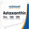 Version 1.0.0 Botella de cápsulas blandas Nutricost Astaxantina 12mg con 120 dosis