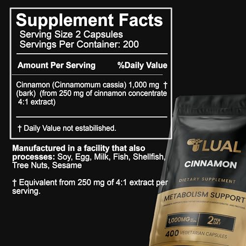 Botella cápsulas canela cassia vegetarianas LUAL