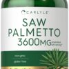 Version 1.0.0 Botella de cápsulas Carlyle Saw Palmetto 3600 mg para hombres y mujeres