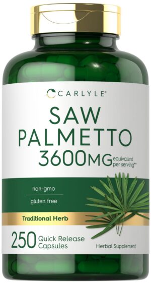 Botella de cápsulas Carlyle Saw Palmetto 3600 mg para hombres y mujeres