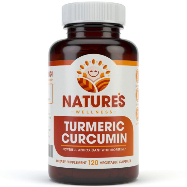 Version 1.0.0 Botella de cápsulas de cúrcuma orgánica 1600mg Natures Wellness