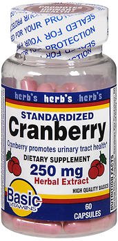 Botella cápsulas extracto arándano 250 mg Basic Vitamins 60ct