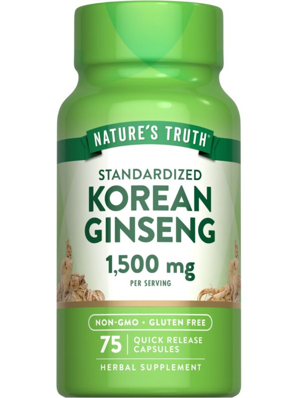 Botella de cápsulas de ginseng coreano Nature's Truth 75 unidades