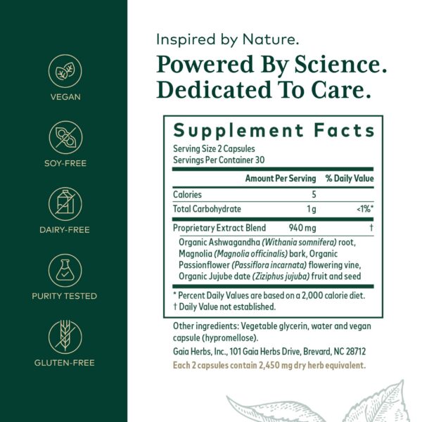 Botella cápsulas líquidas Gaia Herbs PRO con ingredientes naturales para sueño