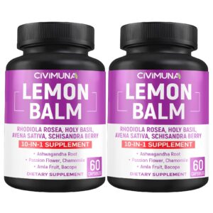 Botella cápsulas de melisa CIVIMUNA 60 cápsulas por botella