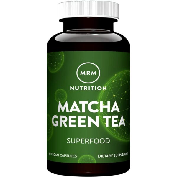 Botella de cápsulas MRM de té verde matcha para salud
