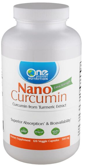 Botella de cápsulas vegetales Nano Curcumina One Planet Nutrition