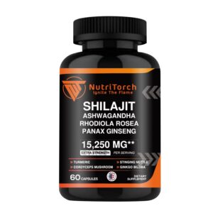 Botella de cápsulas NutriTorch Shilajit 15250mg 60 unidades