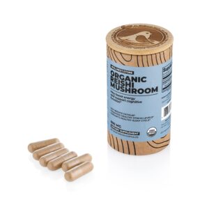 Botella de cápsulas orgánicas de champiñón Reishi ganoderma