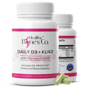Botella de cápsulas Premium D3/K2 para salud ósea e inmunológica