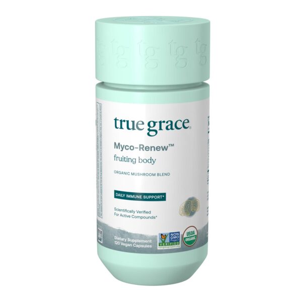 Botella de cápsulas True Grace Mezcla Myco-Renew orgánica