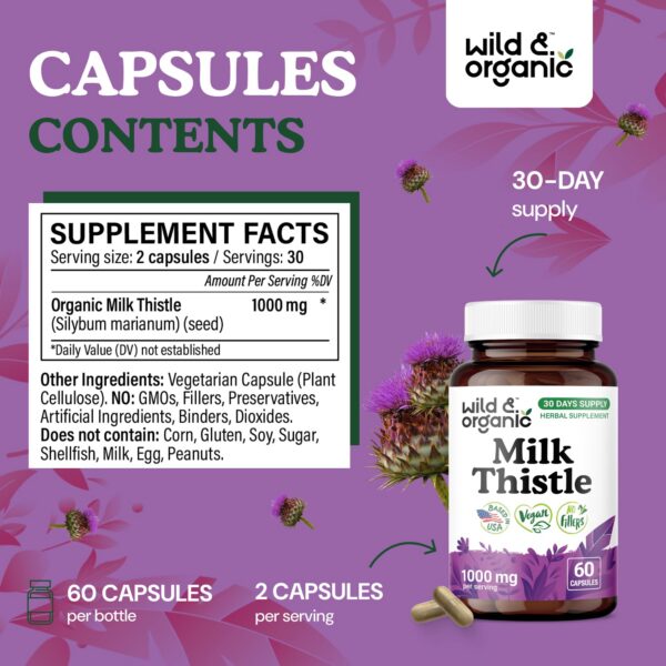 Botella de cápsulas veganas cardo mariano 60 unidades