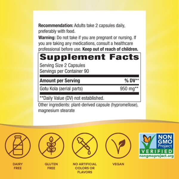 Version 1.0.0 Botella de cápsulas veganas de gotu kola apoyo longevidad